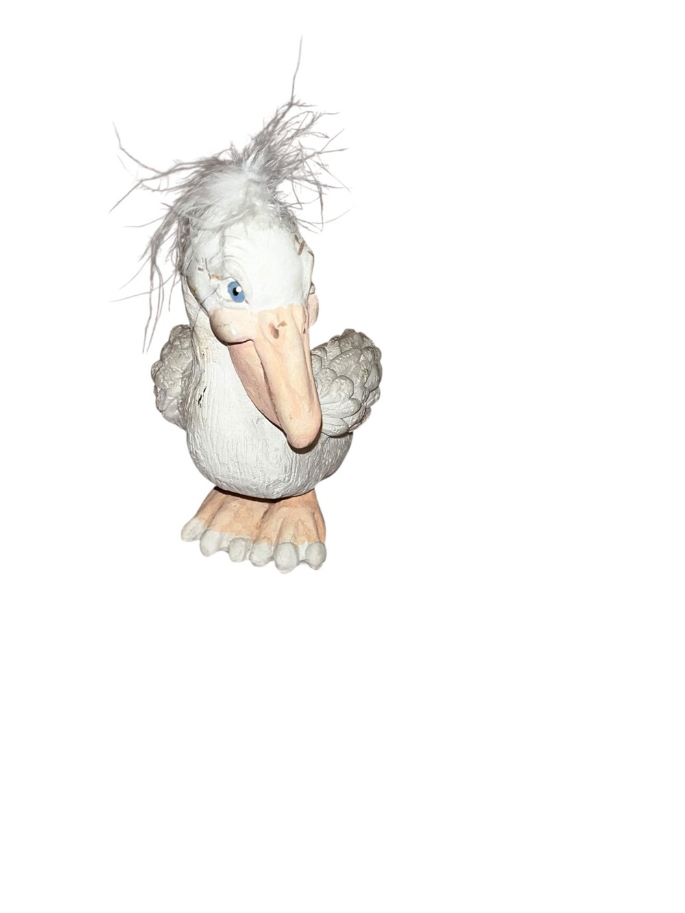 Kristen Kirsten Miles Pelican Figurine sculpture art Fluffy Hair Signed 5” bird - Picture 3 of 6